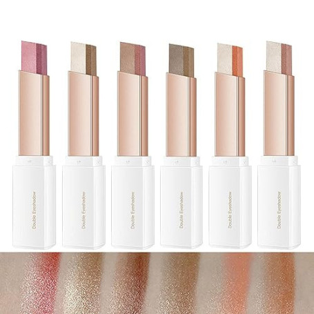 Lot de 6 fards à paupières à paillettes - Double couleur - Ombres à paupières - Waterproof
