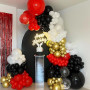 Ousuga Kit Arche Ballon Noir Rouge, 142Pièces Guirlande Ballons Noir Rouge Blanc Or Métallique Ballon Confetti Fille Garçon Fête