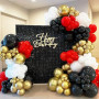 Ousuga Kit Arche Ballon Noir Rouge, 142Pièces Guirlande Ballons Noir Rouge Blanc Or Métallique Ballon Confetti Fille Garçon Fête
