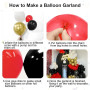 Ousuga Kit Arche Ballon Noir Rouge, 142Pièces Guirlande Ballons Noir Rouge Blanc Or Métallique Ballon Confetti Fille Garçon Fête