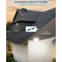Giliwosy Lampe Solaire Exterieur de Mouvement, 210° Lumière avec Lentille Optique, Projecteur LED Solaire Étanche IP66, 4 Modes 