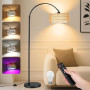 YICAIZI Lampadaire LED sur Pied Salon - 9W 900LM Lampe sur Pied Arc avec Télécommande & E27 Ampoule, Lampe Liseuse Réglables pou