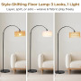 YICAIZI Lampadaire LED sur Pied Salon - 9W 900LM Lampe sur Pied Arc avec Télécommande & E27 Ampoule, Lampe Liseuse Réglables pou