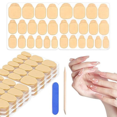 Qufiiry 600 Pcs Faux Ongles Autocollants, 15 Tailles Gel Pad Ongles, Patch Ongles Autocollant pour Faux Ongles, Imperméable, Pou