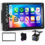 Hodozzy Autoradio 2 Din avec Carplay sans Fil Android Auto, Écran Tactile 7 Pouces Poste Radio Voiture Double Din Bluetooth, Lie