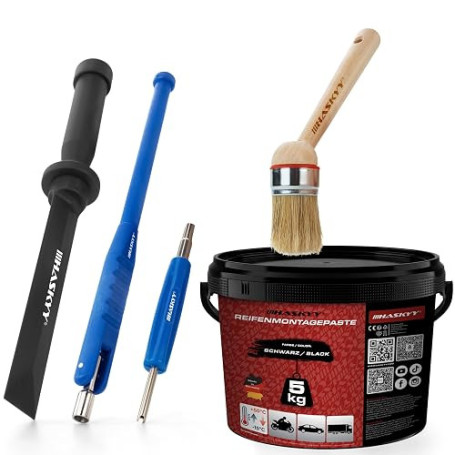 HASKYY 5kg Graisse de Montage pour Pneus Montagewax Noir + Tournevis de Vanne + Extracteur de Soupape Levier de Vanne