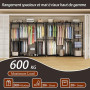 AQRA Portant à Vêtements, Conception de Porte-Pantalons Professionnel,9 Étagères Hauteur Réglable,5 Barres,4 Options d'Assemblag