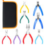 Swpeet Lot de 8 pinces à bijoux de 11,4 cm, 8 types, outils de fabrication de bijoux colorés, pinces à bec rond, pinces à sertir