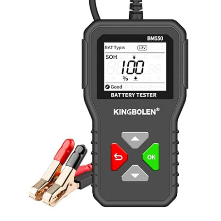 KINGBOLEN BM550 Testeur de Batterie AUTO 6V 12V 24V, 100-2000 CCA 2-200Ah Testeur d’alternateur automobile Analyseur de batterie