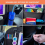 Huckaboo Organisateur Voiture Enfant - Rangement voiture enfant, Nombreuses poches, Support tablette, Noir, Lot de 2