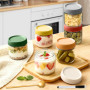 Alitree 6 Pièces Pot Overnight Oat Verre,300ml Overnight Oats Jar, Pot Yaourt en Verre avec Couvercle, pour Fraîcheur et Conserv