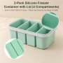 Solyxis 2 Pièces Récipients de Congélation pour Soupe, Moule Silicone 4 Compartiments avec Couvercle et Fermoir à Clip, Bac à Gl