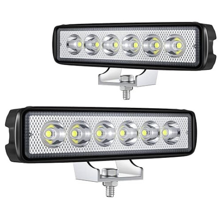 Fxlpower 2x Phare de Travail LED 18W 12V 24V, Feu de Recul Compact Projecteur de Chantier IP65 avec Faisceau Spot pour Auto, Tra