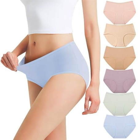 Falechay Culottes Femme Coton Taille Basses sous-vêtements Slips Lot de 6