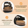 zaxunai Mules Femme Sandales,Homme Antidérapantes Sabots Été Plates En Liège Sandales,Mode Réglables Boucles Plateforme Chausson