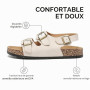 Jifenkla Mules Sandales Femme,Antidérapantes Sabots Été Plates En Liège Sandales Homme,Réglables Boucles Plateforme Chaussons Mo