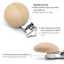 RUBY Lot de 10 clips de tétine en bois pour bébé - Empêche la chute ou la perte de la tétine - Accessoires pour bricolage et bri