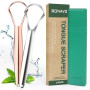 RONAVO Gratte Langue, Brosse Langue Pour Adulte une Haleine Fraiche, Tongue Scraper Acier Inoxydable, Conception distinctive à 2