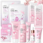 Sakura Kit de soin du visage 11 pièces, kit de soins de la peau quotidiens, avec nettoyant, toner, nettoyage et soin du visage,