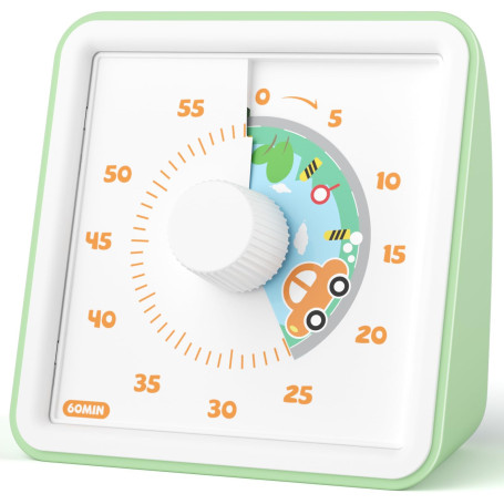LIORQUE Minuteur Visuel Timer Enfant, 60 Minutes Chronometre Enfant et Compte à Rebours pour Enfants et Adultes, Silencieux Outi