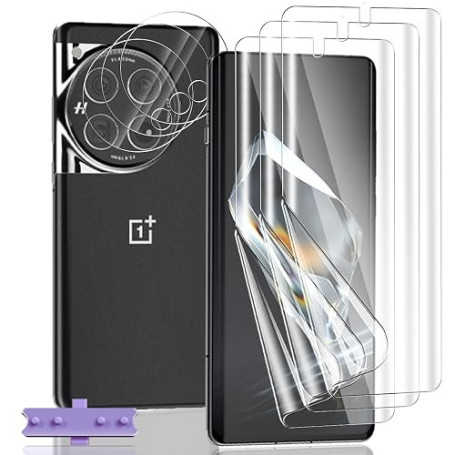 Zhiihorr Protection Écran pour OnePlus 12, Flexible/Anti-Rayures/HD [3 Pièces Souple TPU Film + 3 Pièces Verre Trempé Protecteur