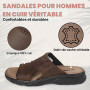 riemot Sandales Homme Cuir Mules Orteil Ouvert Antidérapantes Pantoufles Confortables Amorti Slides Pour Promenade Jardin Voyage