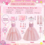 TOSZOLY Robe Glinda Enfant de Princesse, Glinda Costume Princesse Rose avec Accessoires de Baguette Magique Princesse Couronne, 