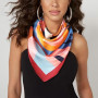 DRESHOW 4 Pack Femmes Grand Foulards Carrés Satin Foulards Cheveux Accessoires Soie Carrés Motifs Classiques Bandanas Plage