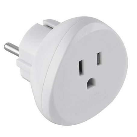 Electraline 70059 Adaptateur de voyage USA vers France/Europe, blanc