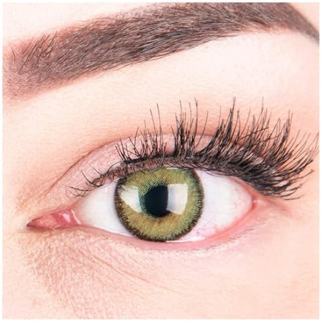 Glamlens lentilles de couleur vert naturelles colorées très haute opacité Mirel Green + étuis à lentilles de contact I 1 paire (