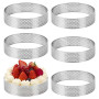 Teokantz 6 Pièces Ø 8 cm Cercle à Pâtisserie, Cercle à Tarte Perforé en 430 Acier Inoxydable, Moule à Tartes Pâtisseries Mini Gâ