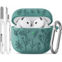 Joremx Coque pour AirPods 4 ornée d'herbe Mignonne (Vert Sapin) | Étui Idéal pour femmes et filles, Gravure au laser, Nettoyage