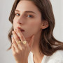 DIELOVEHUA 5 Pièces Bague Acier Inoxydable Femme, Bague Coquillage Etoile de Mer, Bagues Réglables Empilables en Or, Minimaliste
