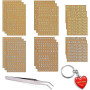 Lot de 18 petites feuilles d'autocollants en résine avec lettres dorées et argentées pour nail art en résine époxy, paillettes a