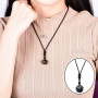 zalati Collier Pendentif Obsidienne Naturelle avec Corde Tressée Style Yeux Arc-en-Ciel pour Cadeau Chanceux en Pierre Perle