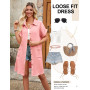 PASUDA Robe Eté Femme Chic et Elegant Coton Robes Chemise Longueur Genou Tunique à Manches Courtes Col V Robe de Plage Décontrac
