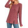 NARRAME Pull pour Femme Tunique à Manches Longues avec Boutons et Fente sur Le Devant