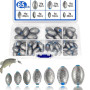 XSHAO® 65 Pièces Plomb de Pêche Poids, Plombs Olive de Pêche 3g/ 5g/ 8g/ 10g/ 15g/ 20g/ 25g avec Boîte de Rangement pour la Pêch