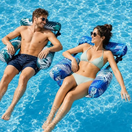 Lot de 2 Fauteuil Gonflable Piscine Adulte, Fauteuil Flottant avec Dossiers Confort, Fauteuil Flottant de Piscine, Bouée Piscine