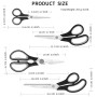 Vutyvve Ciseaux de cuisine, lames en acier inoxydable, manche souple, ensemble de ciseaux de cuisine multifonctionnel, noir/gris