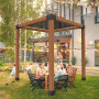 VEVOR Kit Supports de Pergola, Lot de 8, Support de Poteau Bois 92x92 mm, 4 Supports d'angle 3 Voies, 4 Bases de Poteaux, Acier