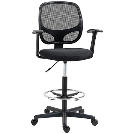 Vinsetto Chaise Bureau Ergonomique, Fauteuil de Bureau avec Repose-Pieds Ajustable, Chaise de Dessin à Dossier en Maille, Hauteu