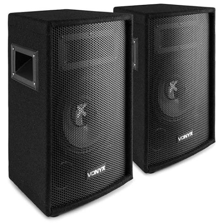 VONYX SL8 Pack 2 Enceintes Passives 8" (800 W Max), Sonorisation DJ Compacte et Puissante, Système Sono 2-Voies avec Poignées et