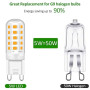 Tailcas Ampoule LED G9, 12PCS Led 3000K 500LM 5W Équivalent 50W Halogène, Lampe Blanc Chaud Non-dimmable Sans Scintillement AC/D