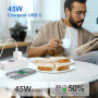YISH 45W Chargeur USB C Rapide： GaN Prise USB C Chargeur Rapide PD3.0 Bloc Super Charge pour Smartphone Comprimés avec 60W Cable