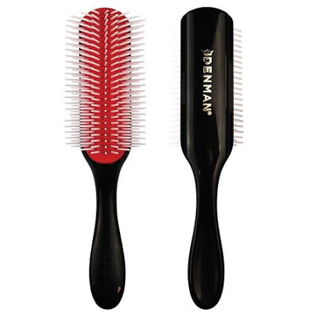 Denman Curly Hair Brush D4 (Black & Red) 9 Row Styling Brush for Styling, Smoothing Longer Hair and Defining Curls - For Women a