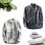 YRUIIA Chemise Style Japonais, Chemise à col Montant en Lin et Coton pour Homme, Chemise à col Montant à Double Boutonnage, Chem