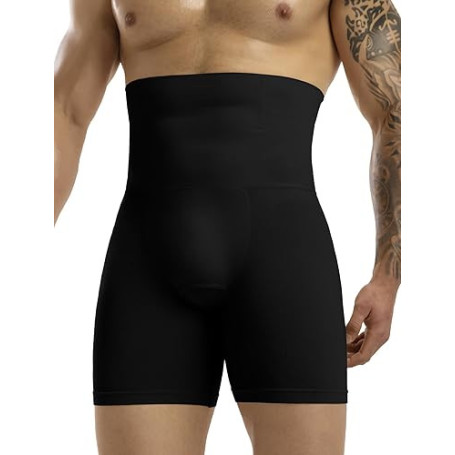 MISS MOLY Short de compression pour homme - Taille haute - Sans couture - Sous-vêtement gainant - Contrôle du ventre - Style rét