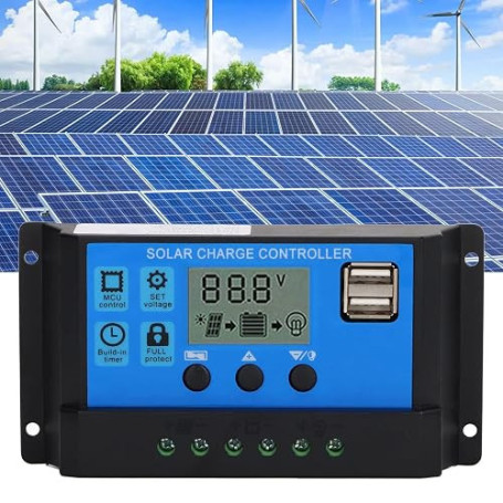 Contrôleur de Charge Solaire MPPT 100A 12V/24V Régulateur Intelligent avec Écran LCD Bluetooth et Paramètre Automatique pour Sys