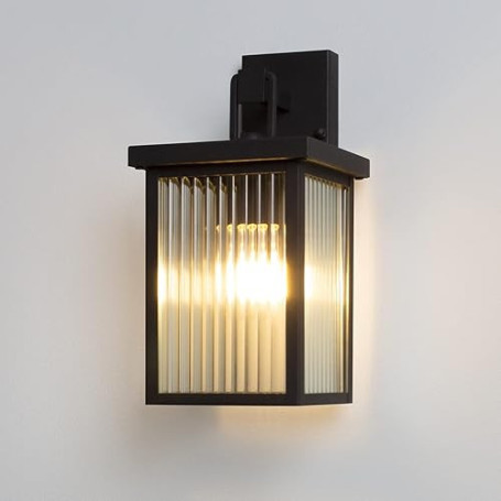 DAWALIGHT Applique Murale Exterieur Lanterne en Verre Nervure avec Douille E27 Lampe Rectangle Éclairage d'extérieur pour Jardin